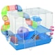 image 1 of Pawhut Hamster Cage Carrier Small Animal House w/ Exercise Wheels Tunnel Tube