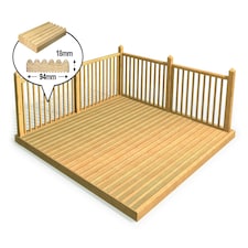 eDecks Discount Decking Kit, Treated Timber, 2.4 x 2.4m - Square Handrails