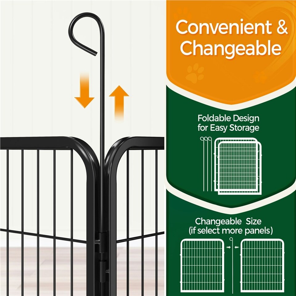 image 1 of Yaheetech 2-Panel Metal Dog Playpen, 65 × 80 cm Black