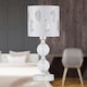 image 5 of Set of 2 Chrome Two Ball Table Lamps with White Fern Shades Chrome | White