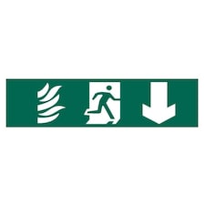 Scan Running Man Arrow Down - Pvc Sign 200 X 50mm - Multi Colour - 200 x 50mm