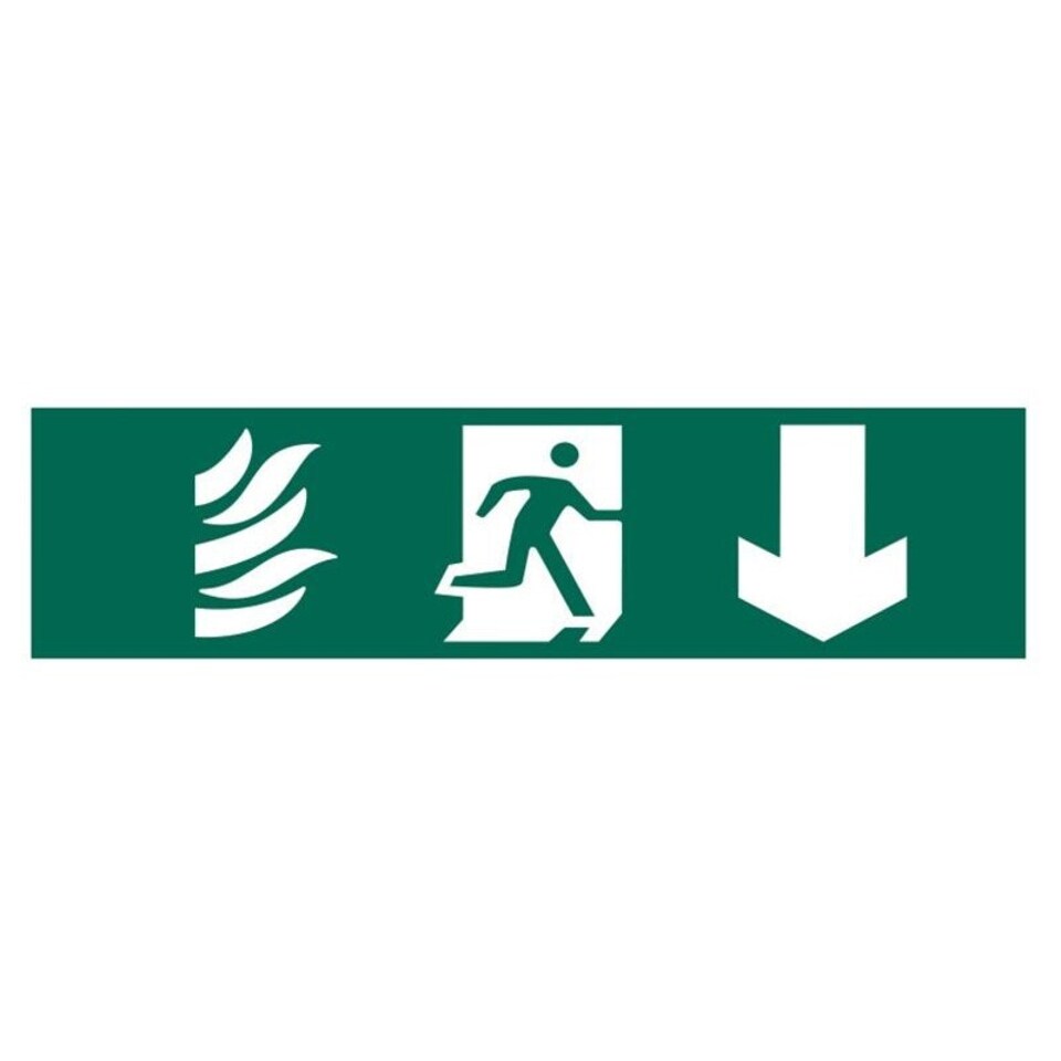 Scan Running Man Arrow Down - Pvc Sign 200 X 50mm - Multi Colour - 200 x 50mm