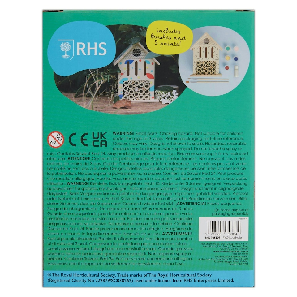 image 1 of RHS Paint Your Own Set With 5 Paints, Brush, Varnish & Instructions, White