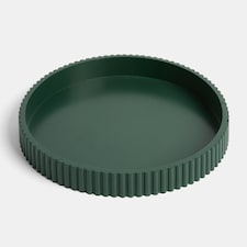 OHS Ribbed Round Decorative Tray Table Organiser Countertop Storage