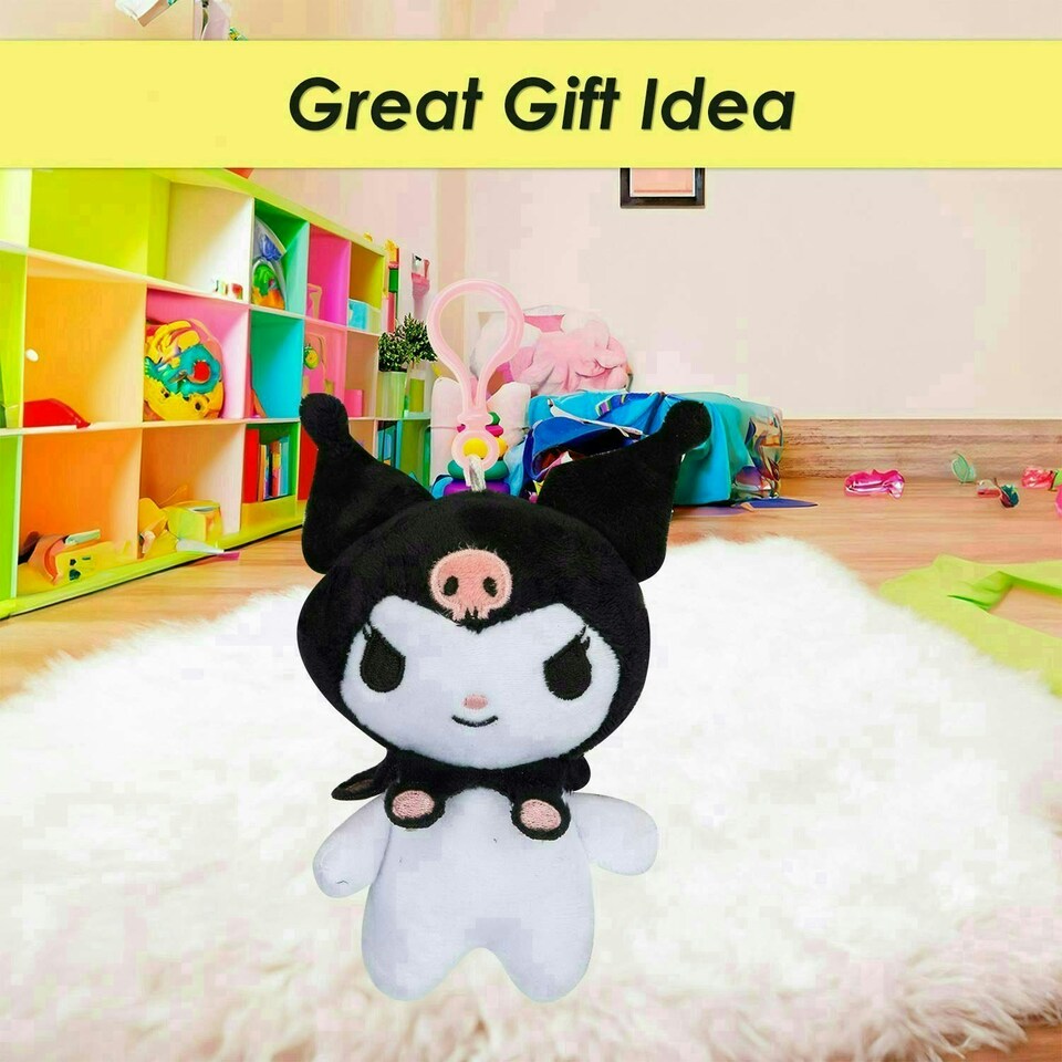 image 1 of Hello Kitty Soft Toy Kuromi Clip On Cute Plush Huggable Cuddly 12cm Black