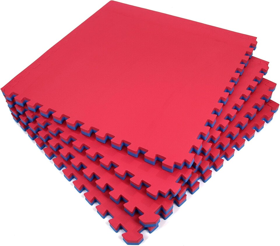 image 1 of Actiasmat Exercise Mat, 40mm Thick, Red/Blue, Interlocking Mat for Martial Arts and Fitness (Multi, 40 mm x 1 Square Meter)