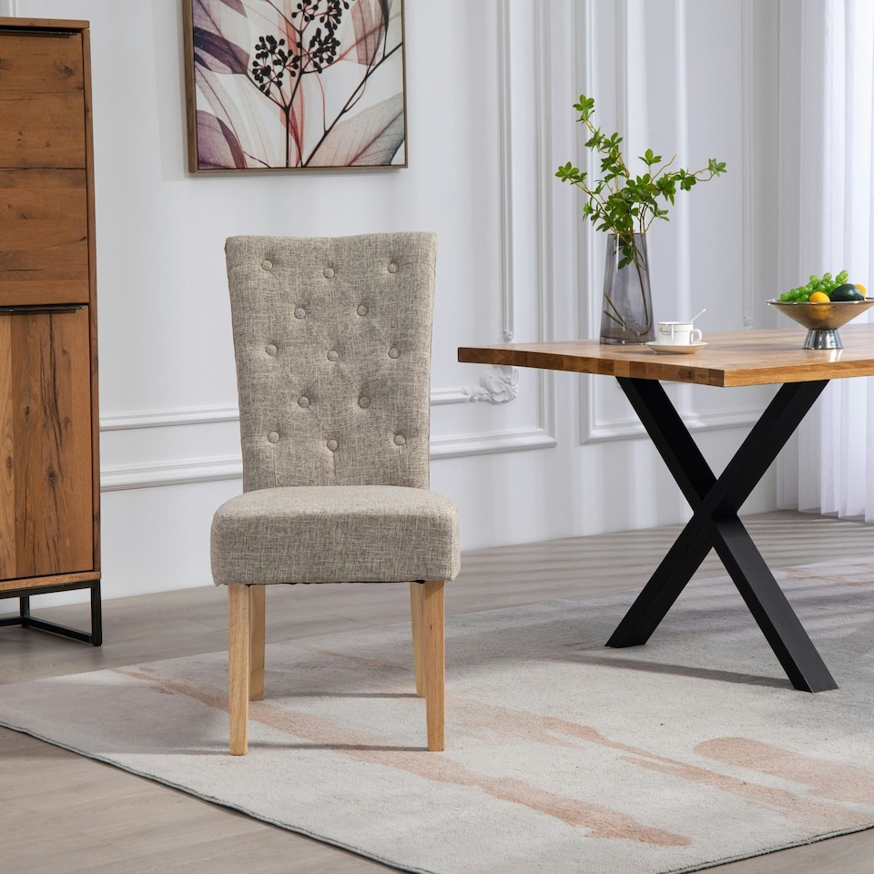 image 1 of Set of 2 Pienza Fabric Dining Chairs - Brown