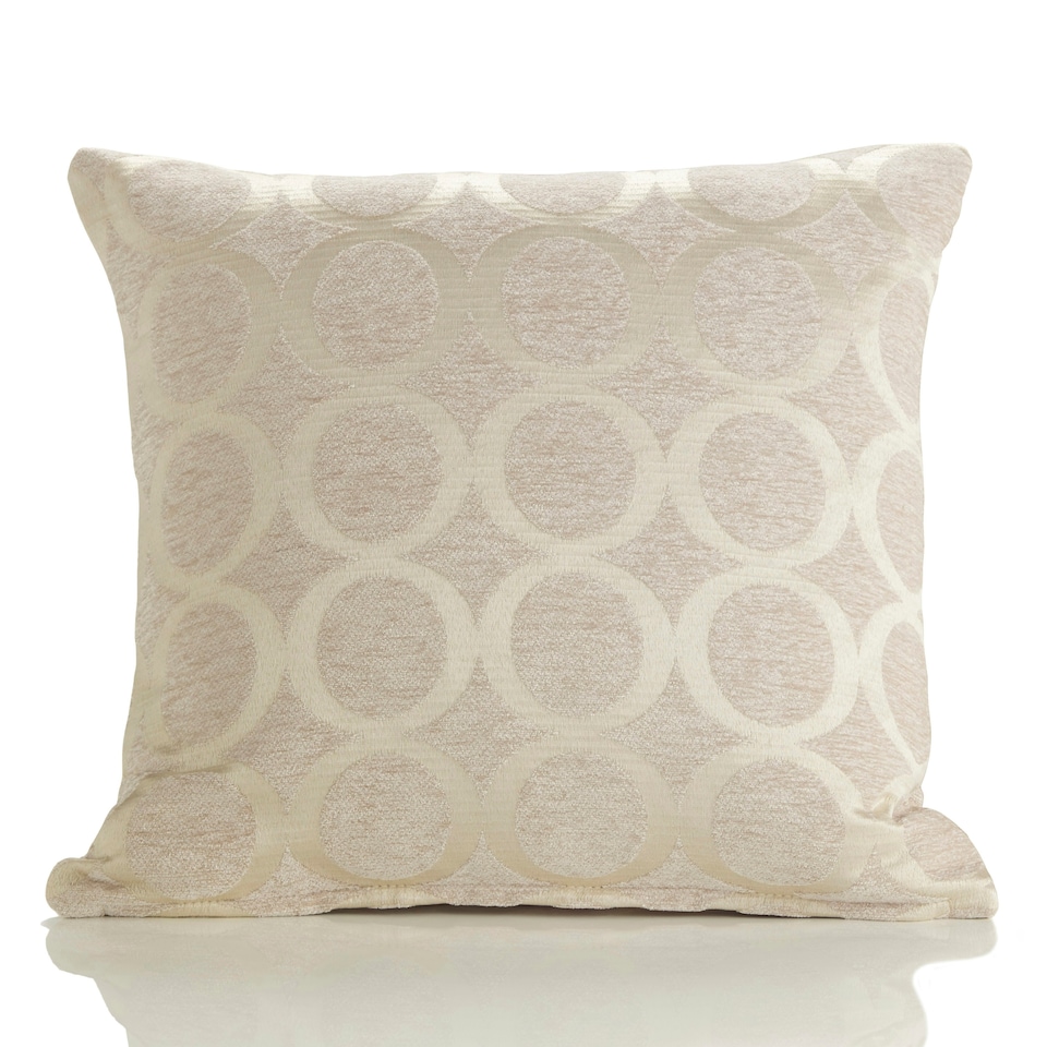 image 1 of Geometric O Chenille 45cm x 45cm Cream Cushion Set of 4 | Cream | Cream | 45cm x 45cm x 10cm | 4