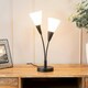 image 1 of ValueLights Kristina Frosted White Shade 2 Way Black Metal Uplighter Table Lamp with LED Bulbs