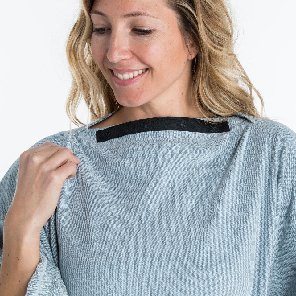 image 1 of Decathlon Poncho beach towel 190 x 190 cm grey blue