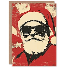Pop Art Santa Claus With Sunglasses Blank For Him Or Her Art Xmas Festive Christmas Card