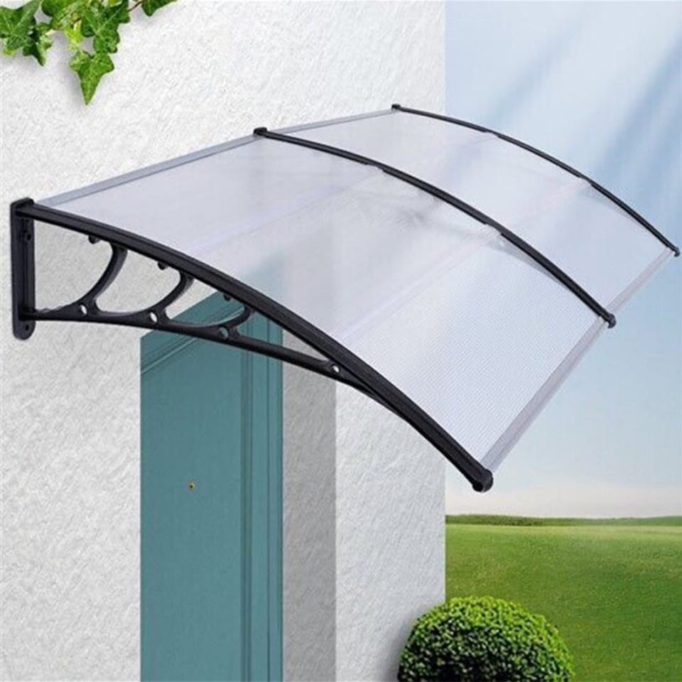 image 1 of Living and Home Window Door Awning Canopy with Brackets - 190cm Clear