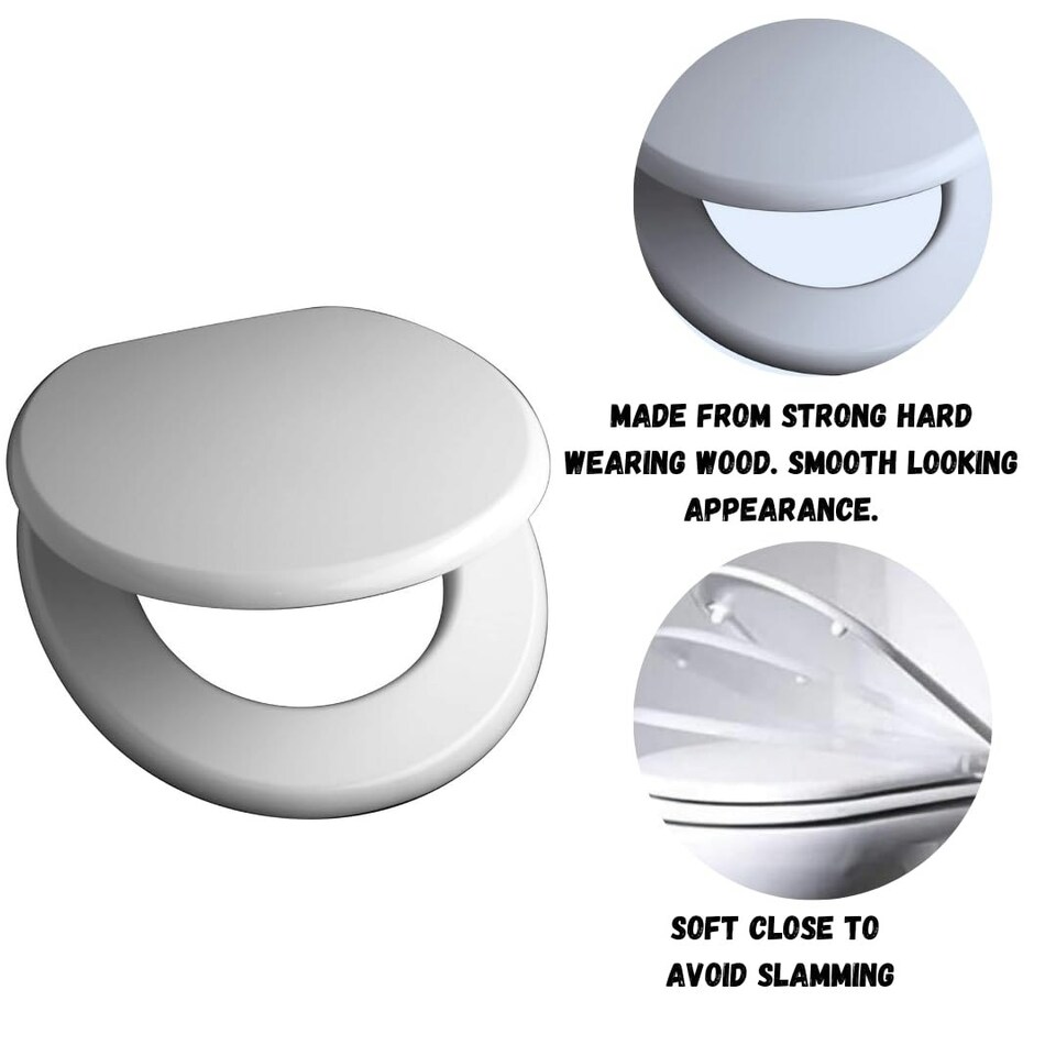 image 1 of Marco Paul White Plastic Oval Toilet Seat 17" White