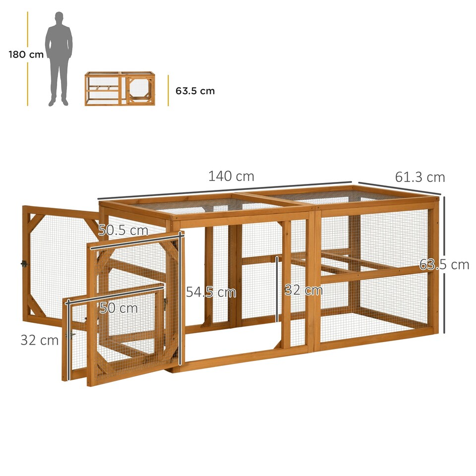 image 1 of PawHut Wooden Chicken Coop w/ Perches, Doors, for 2-4 Chickens