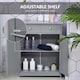 image 5 of kleankin Bathroom Floor Storage Cabinet w/ 2 Drawers Door Cupboard Grey