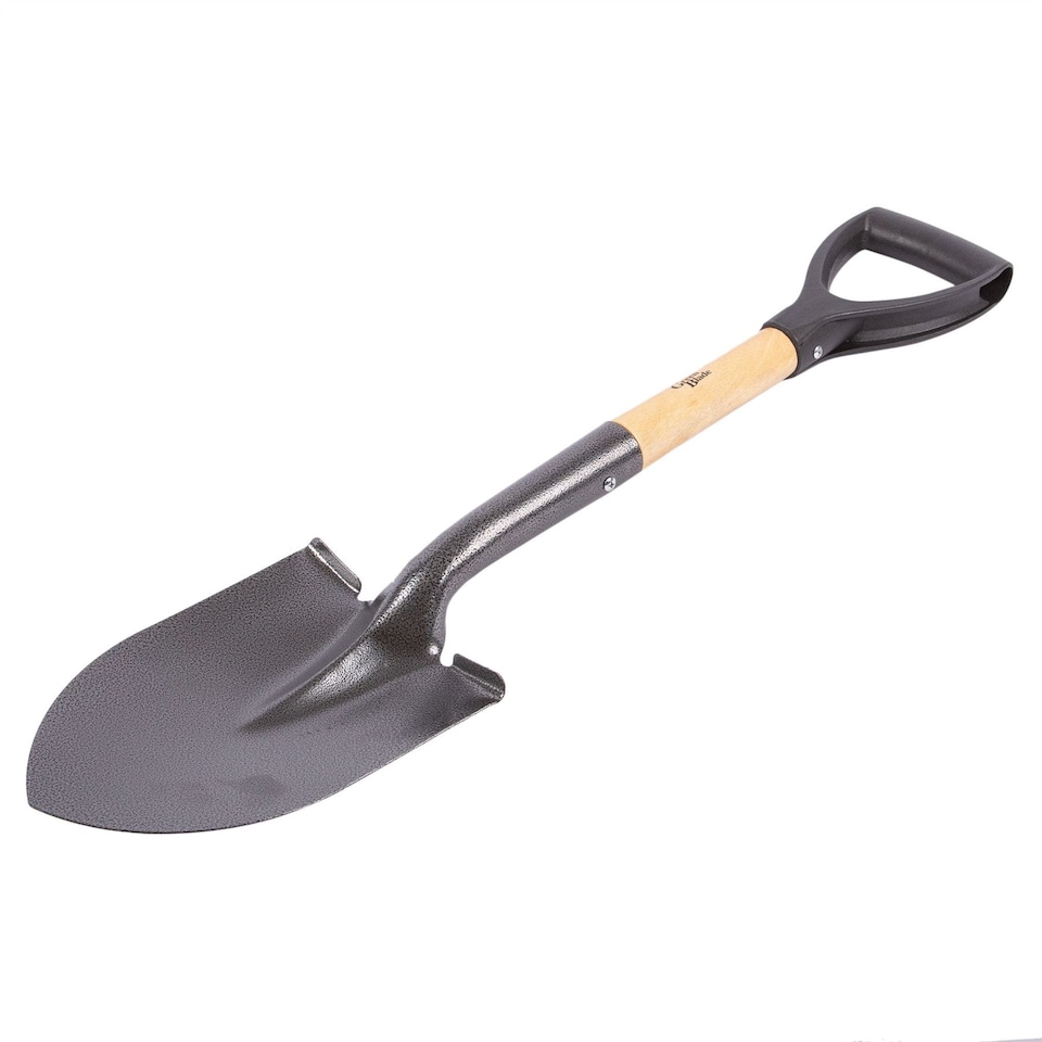image 1 of Green Blade Round Head Steel Micro Shovel with Wooden Handle