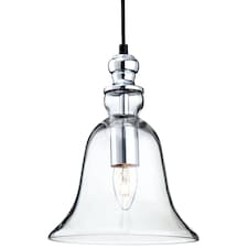 Omar 1 Light Dome Ceiling Pendant Chrome, Clear Glass, E27
