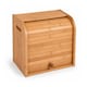image 3 of Double Layer Roll Top Bamboo Wooden Bread Bin Kitchen Storage | Brown