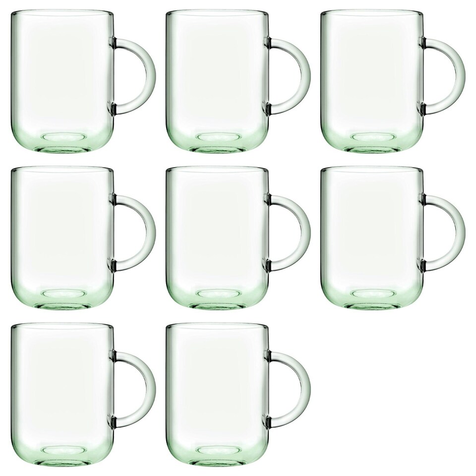 image 1 of Pasabahce Aware Iconic Recycled Glass Mugs - 330ml - Green - Pack of 8