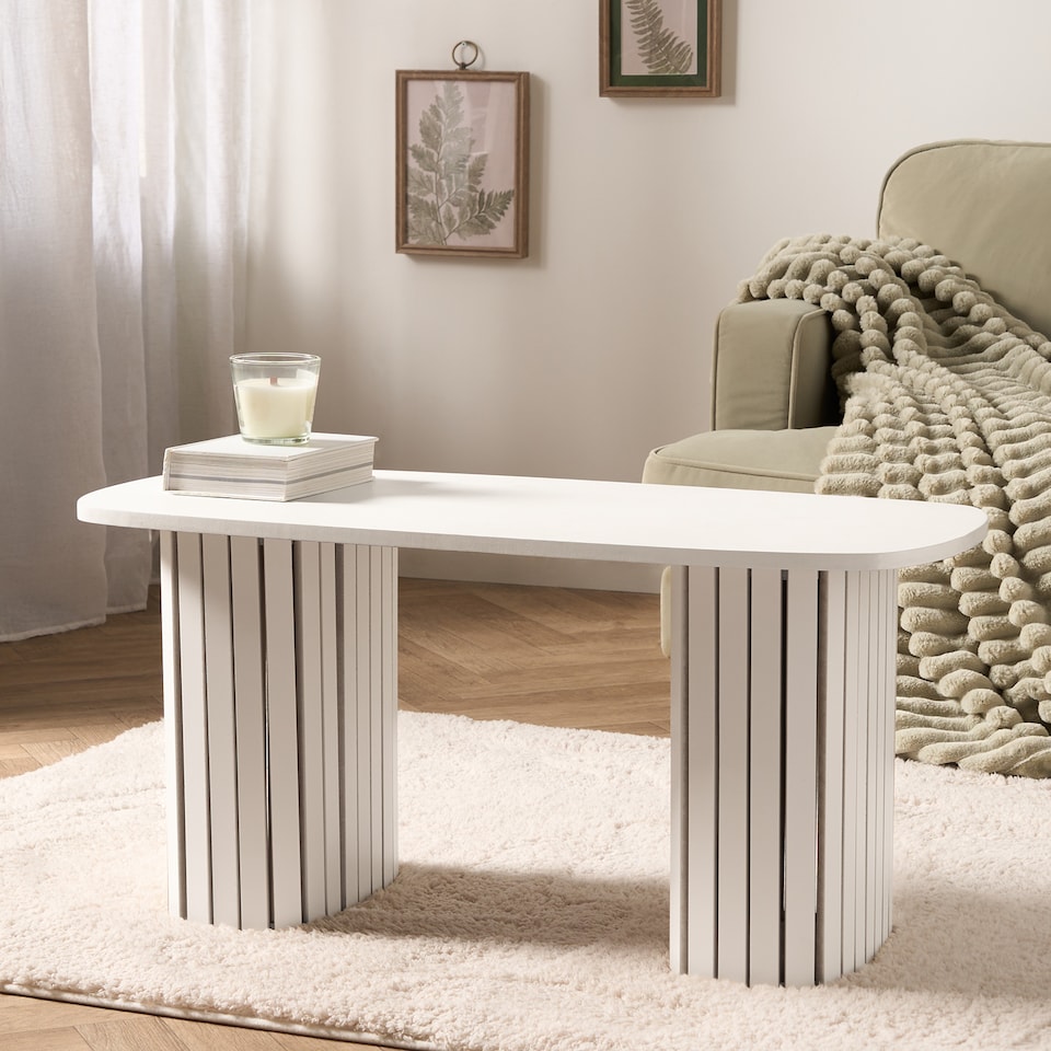 image 1 of OHS Madison Ribbed Long Coffee Table Living Room Office
