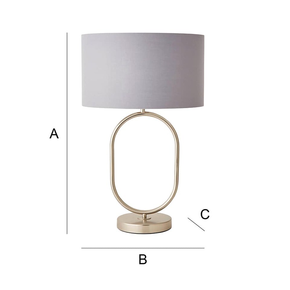 image 1 of ValueLights Antonia Grey with Chrome Shade Brushed Chrome Oval Table Lamp & Bulb | Silver
