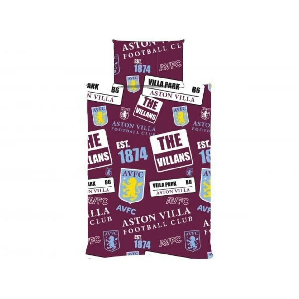 image 1 of Aston Villa FC Patchwork Duvet Cover Set - Burgundy/Yellow/White - Single