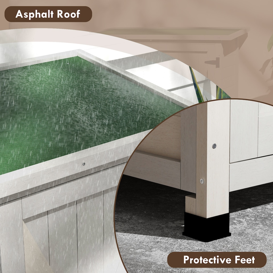 image 1 of Outsunny Wooden Garden Storage Shed, Tool Cabinet Organiser with Shelves and Double Door, 110 x 55 x117cm, Light Grey