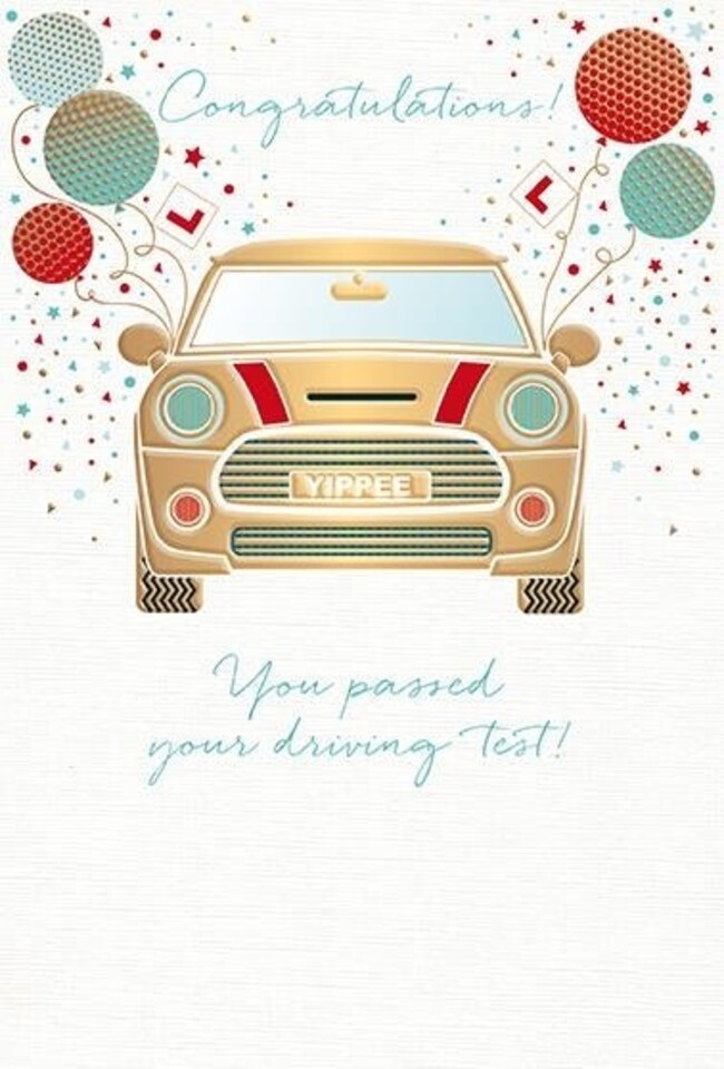Words 'n' Wishes Traditional Congratulations Card, Passed Driving Test Card, Multi-Coloured, 20.3 x 13.9 cms