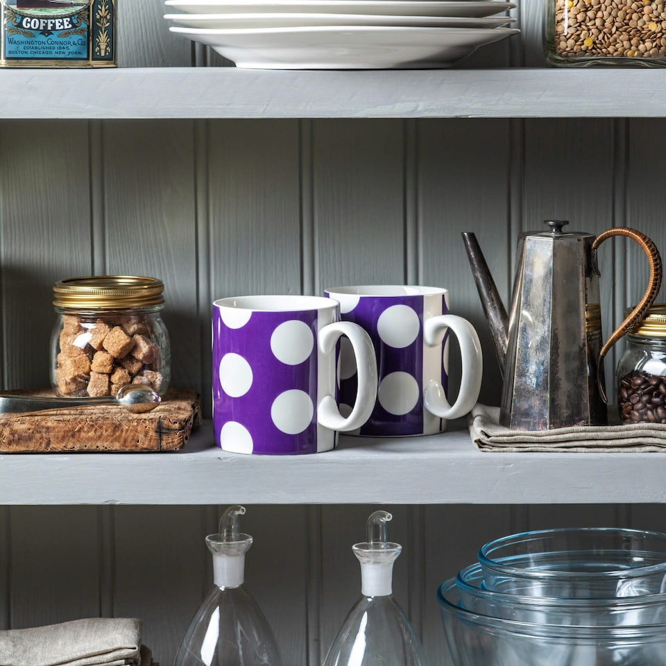 image 1 of Wm Bartleet & Sons Porcelain Spotty Large Mug, 1 Pint, Set of 2 | Purple | 2