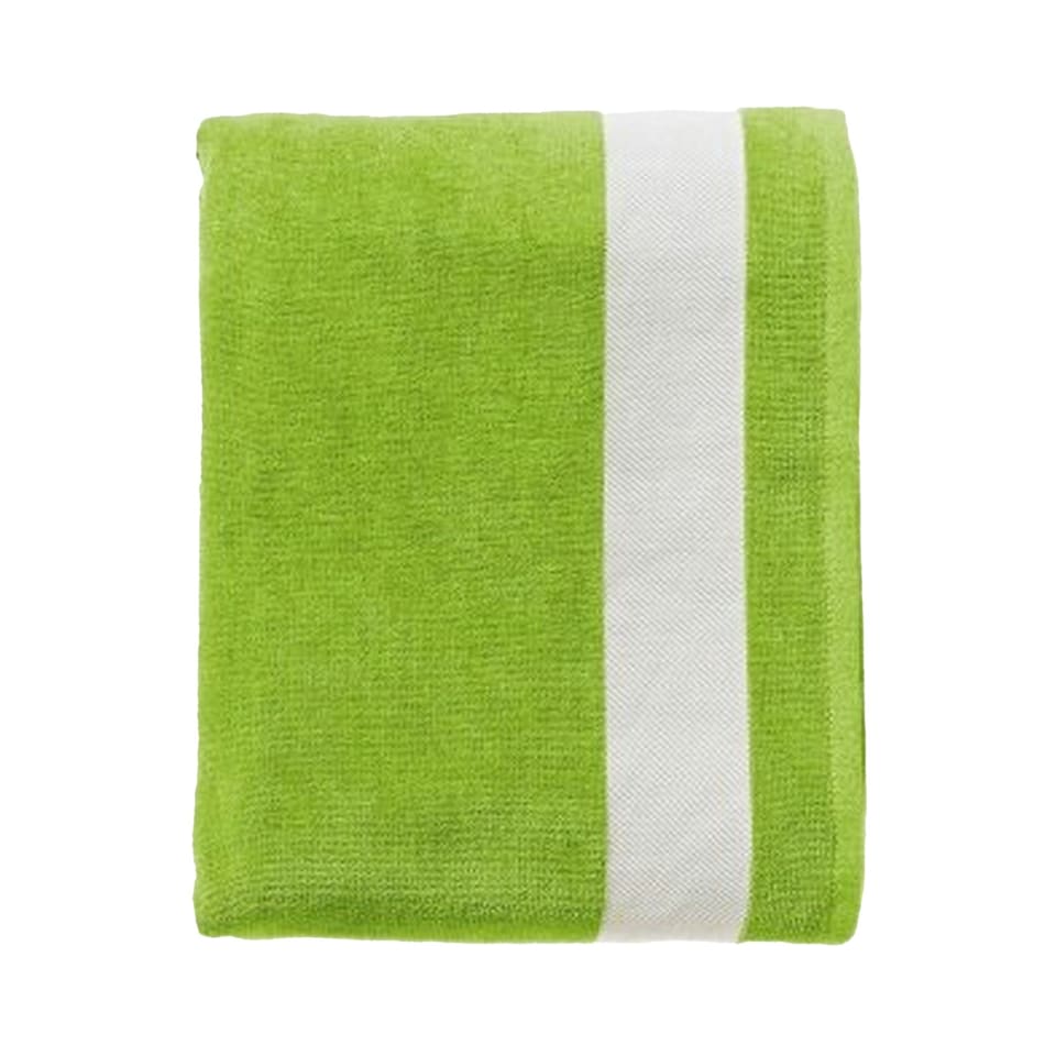 image 1 of SOLS Lagoon Cotton Beach Towel - Lime Green/White - One Size