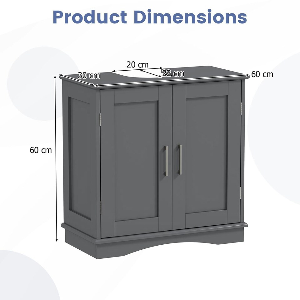 image 1 of COSTWAY Bathroom Vanity Cabinet Under Sink Cabinet Grey Grey
