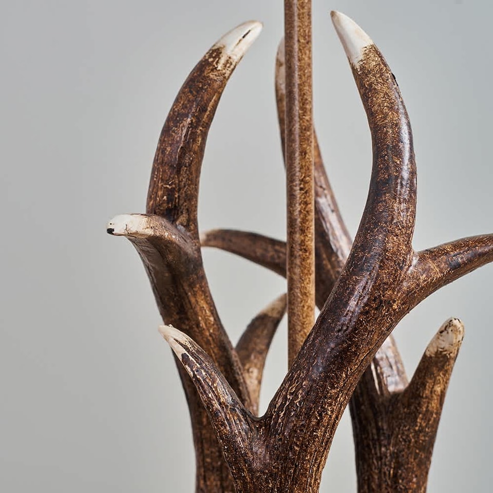 image 1 of ValueLights Intertwined Caribou Antler Design Table Lamp Base Rustic Natural Finish