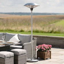 2.1kW Free Standing Outdoor Halogen Silver Patio Heater IP44
