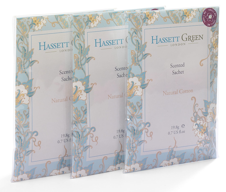 image 1 of Hassett Green London - Natural Cotton - Handmade Large Scented Sachets - Pack of 3 - For Wardrobes & Drawers