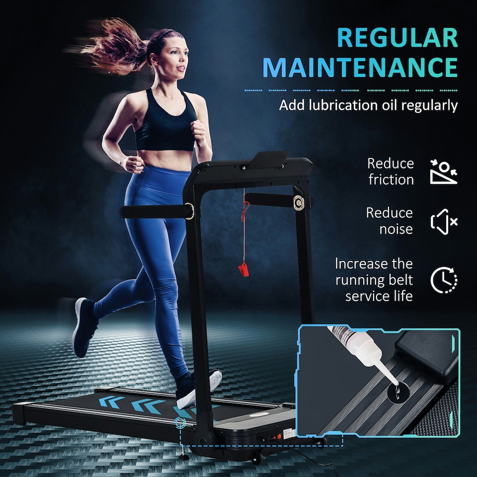 image 1 of HOMCOM 1.85HP Foldable Electric Treadmill Fitness Safety Lock LED screen-Black