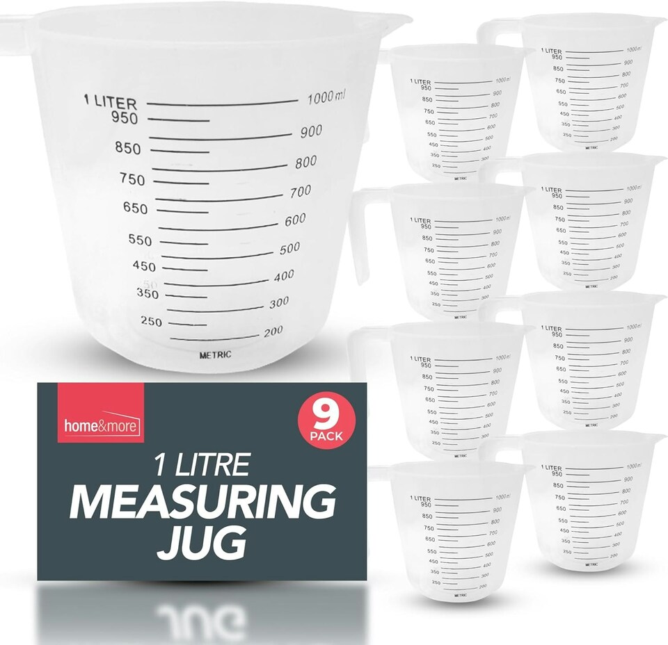 image 1 of SOL 9pk Plastic Measuring Jugs - Transparent Jug Measuring Scale & Easy-Pour | Clear | One Size
