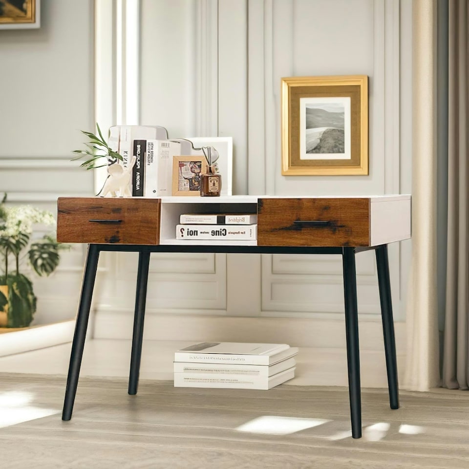 image 1 of 2 Drawer Console Accent Hallway Table Black Black