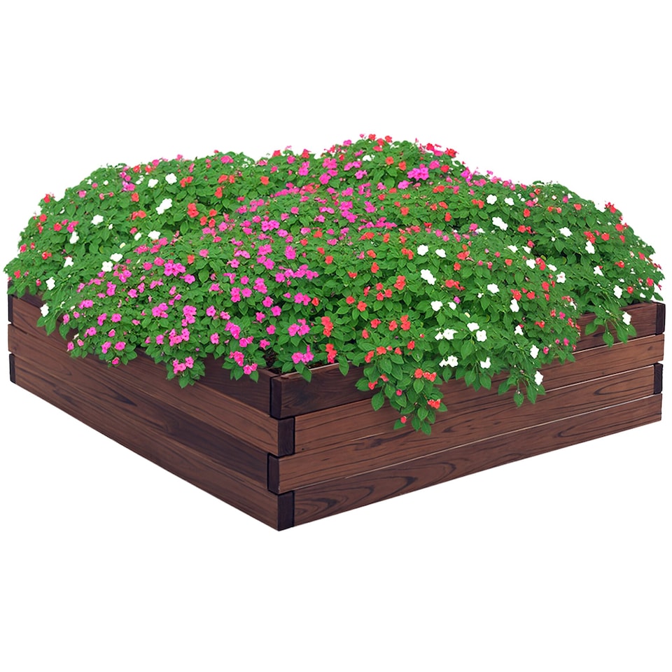 image 1 of Outsunny Wooden Raised Garden Bed Planter Grow Containers Flower Pot 80 x 80cm