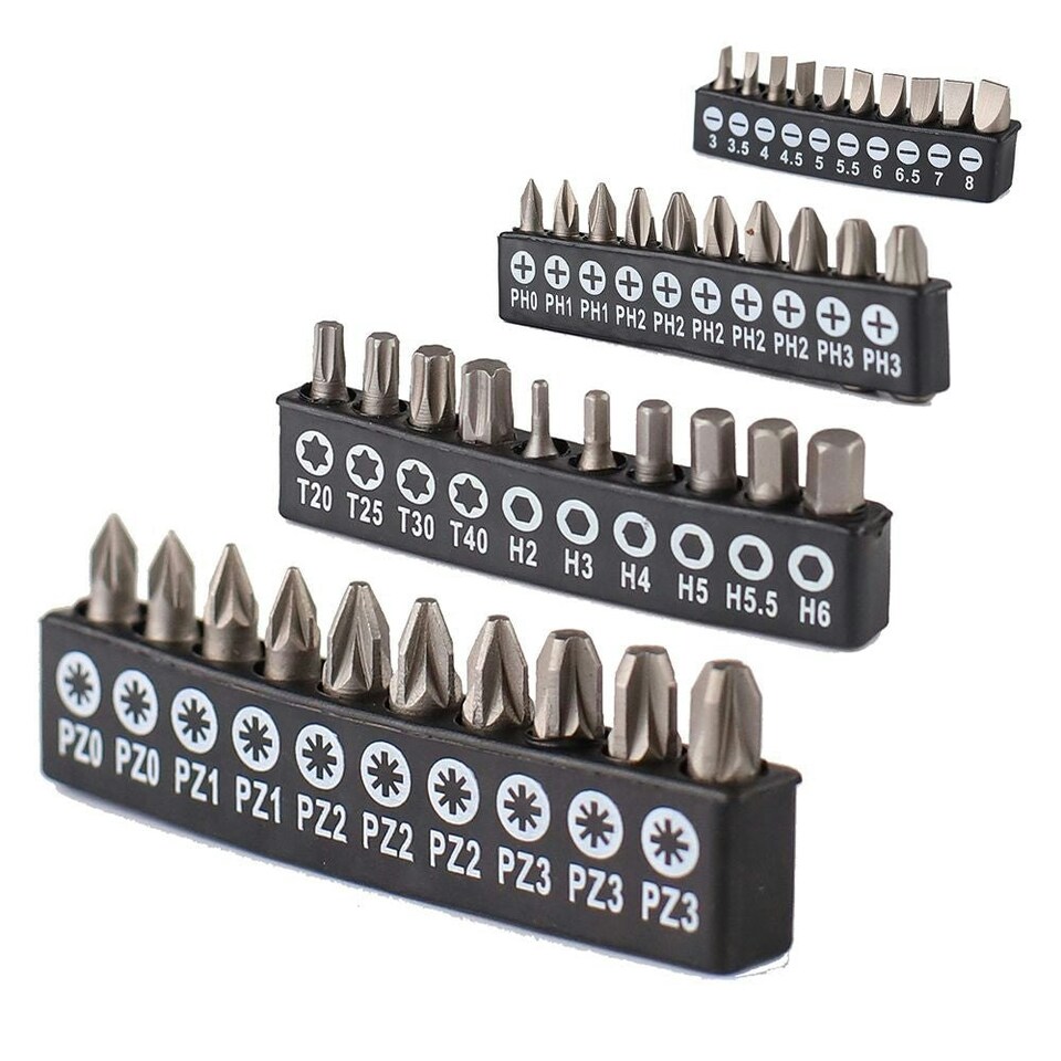 image 1 of Dekton 58pc Magnetic Torx Pozi Hex Slotted Phillips Screwdriver Bit Set Storage