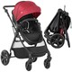 image 1 of HOMCOM 2 in 1 Pushchair Stroller w/ Reversible Seat Single Hand Foldable Red