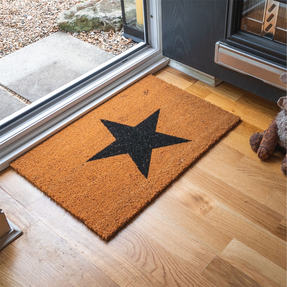 image 1 of Nicola Spring Coir Door Mat - 60 x 40cm - Black Star