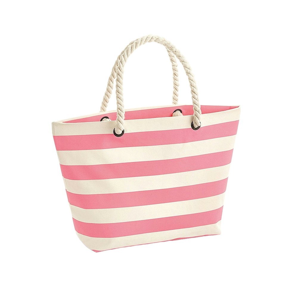 image 1 of Westford Mill Boardwalk Striped Tote Bag - Natural/Pink - One Size Cream
