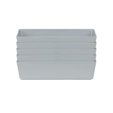Wham Studio 5 x 2L Rectangular Plastic Storage Baskets Ice White Grey