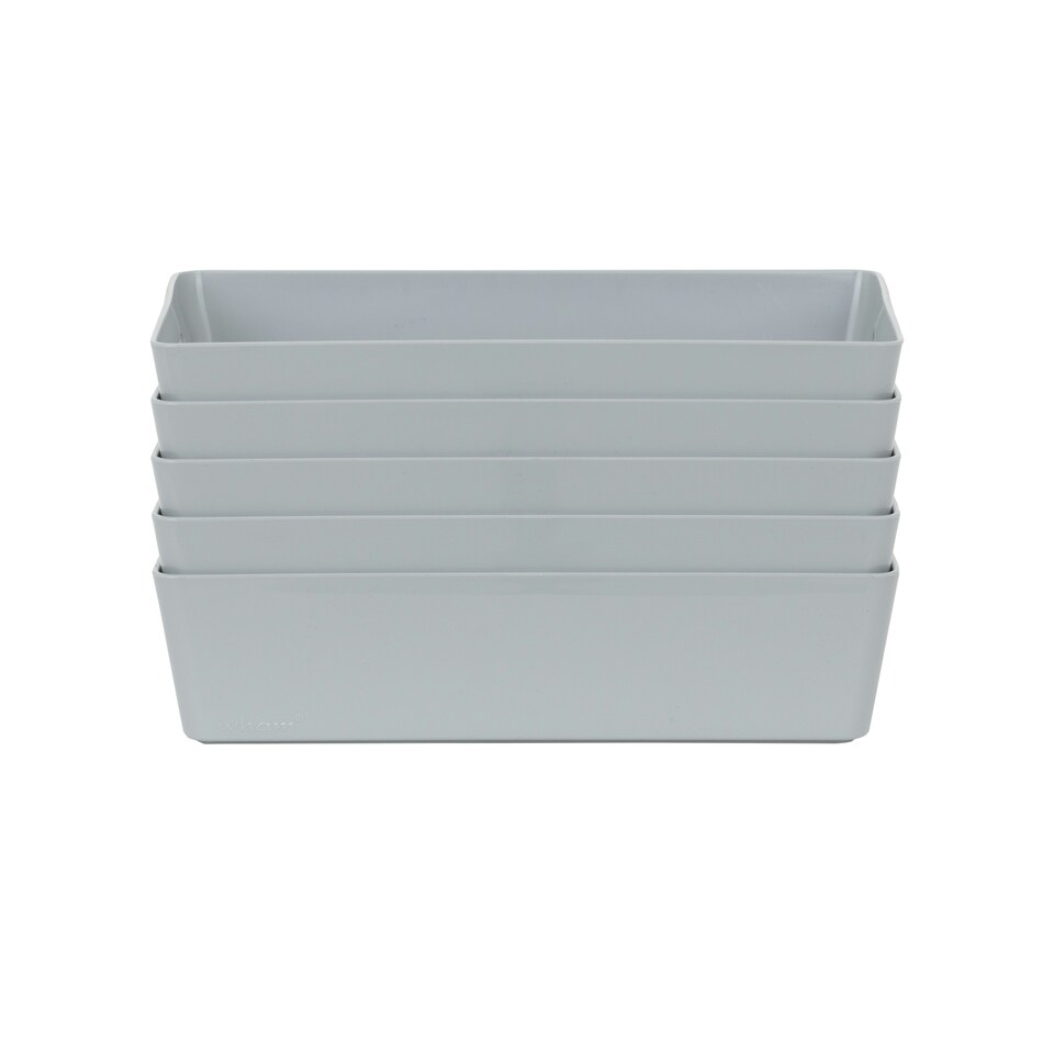 image 1 of Wham Studio 5 x 2L Rectangular Plastic Storage Baskets Ice White Grey