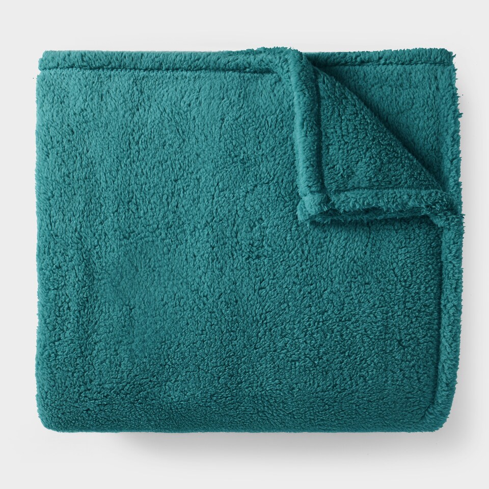 image 1 of OHS Teddy Fleece Soft Warm Plush Cosy Plain Dyed Throw Over Bed Blanket, 125x150cm (Copy) Green | Teal