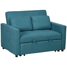 HOMCOM 2 Seater Sofa Bed Convertible Bed Settee with Cushions, Blue