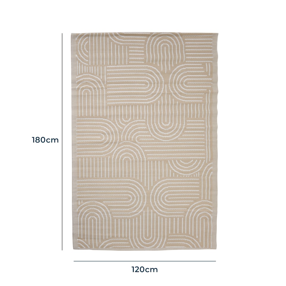 image 1 of Outdoor Plastic Rug Wool-Look Anti-Slip Durable Garden Patio Conservatory Carpet Mat - Beige Arch | Brown | Beige