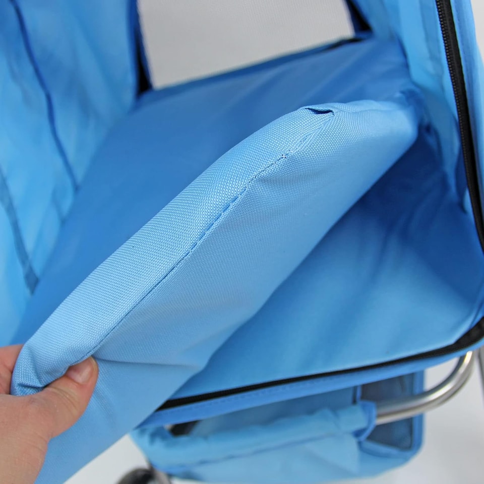 image 1 of Pet Stroller Dog Cat Puppy Pram Pushchair Travel Cart Jogging Buggy Carrier (Blue with Cover)