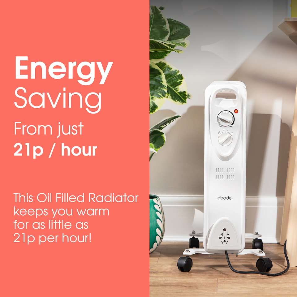 image 1 of Abode AOFR9003 2kW 9 Fin Oil Filled Radiator in White