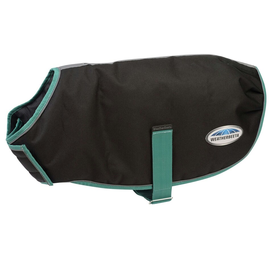 image 1 of Weatherbeeta Green-Tec Midweight Dog Coat - Black/Bottle Green - 25cm
